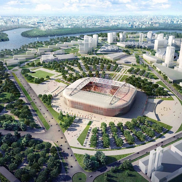 Lo Spartak Stadium di Mosca: in costruzione, avrà la bellezza di 46.990 posti. Ospiterà le partite casalinghe dello Spartak Mosca.