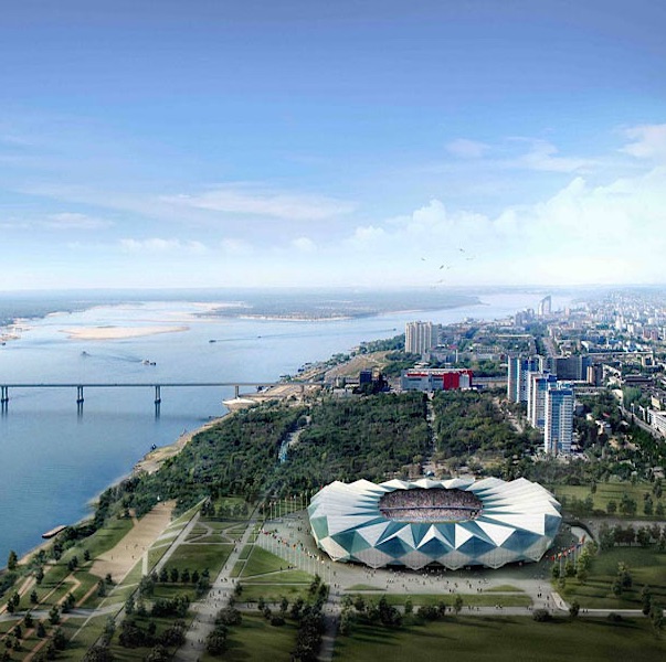 Il Fifa World Cup Stadium di Volgograd con 45.015 posti: anche questo stadio è in costruzione e verrà completato entro il 2017.